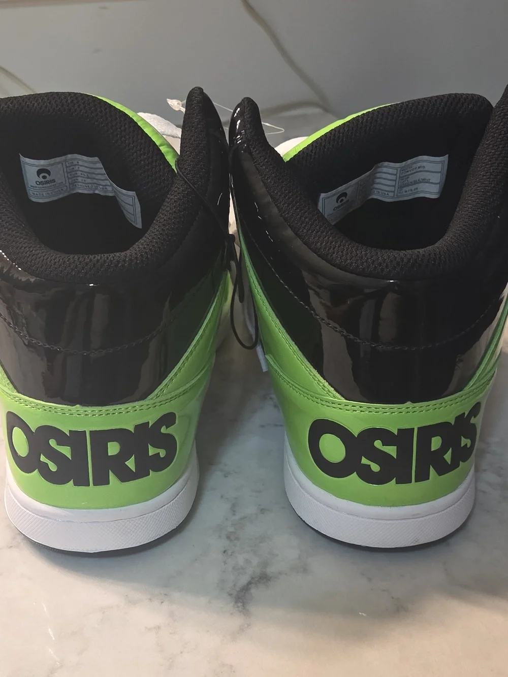 Osiris Kids High-Top Sneakers in Black and Neon Green
